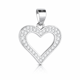 Srebrna zawieszka serce 925 z cyrkoniami | Elegancka biżuteria damska