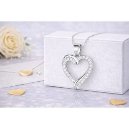 Srebrna zawieszka serce 925 z cyrkoniami | elegancka biżuteria
