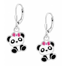Kolczyki dla dziewczynki srebrne 925 Panda emaliowane