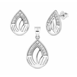 Komplet srebrny 925 Ażurowa Łezka z Cyrkoniami
